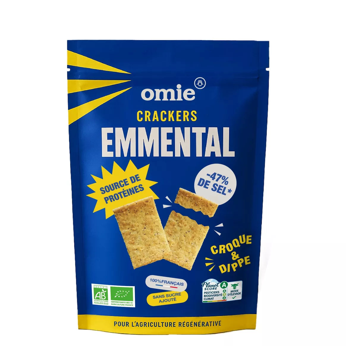Crackers à l'emmental bio - ingrédients de Bourgogne-Franche-Comté - 100 g