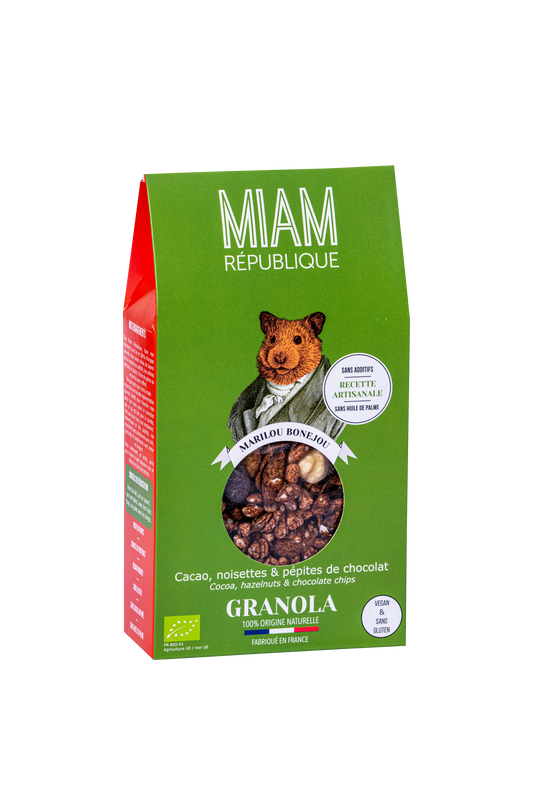 GRANOLA BIO CACAO, NOISETTES, CHOCO NOIR - 300g -