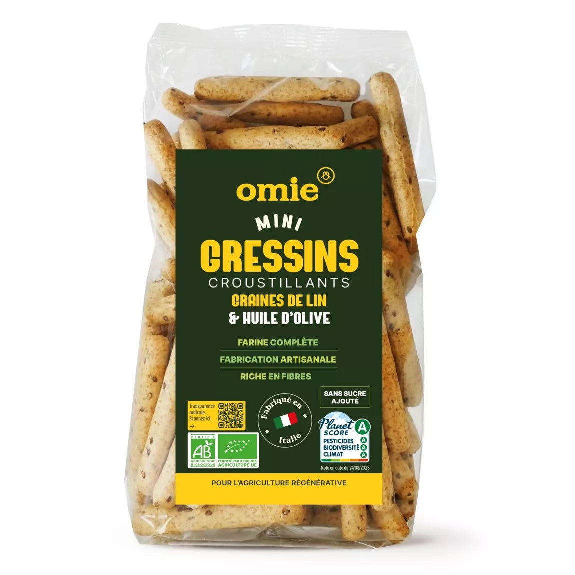 Gressins aux graines de lin bio - ingrédients italiens - 200 g
