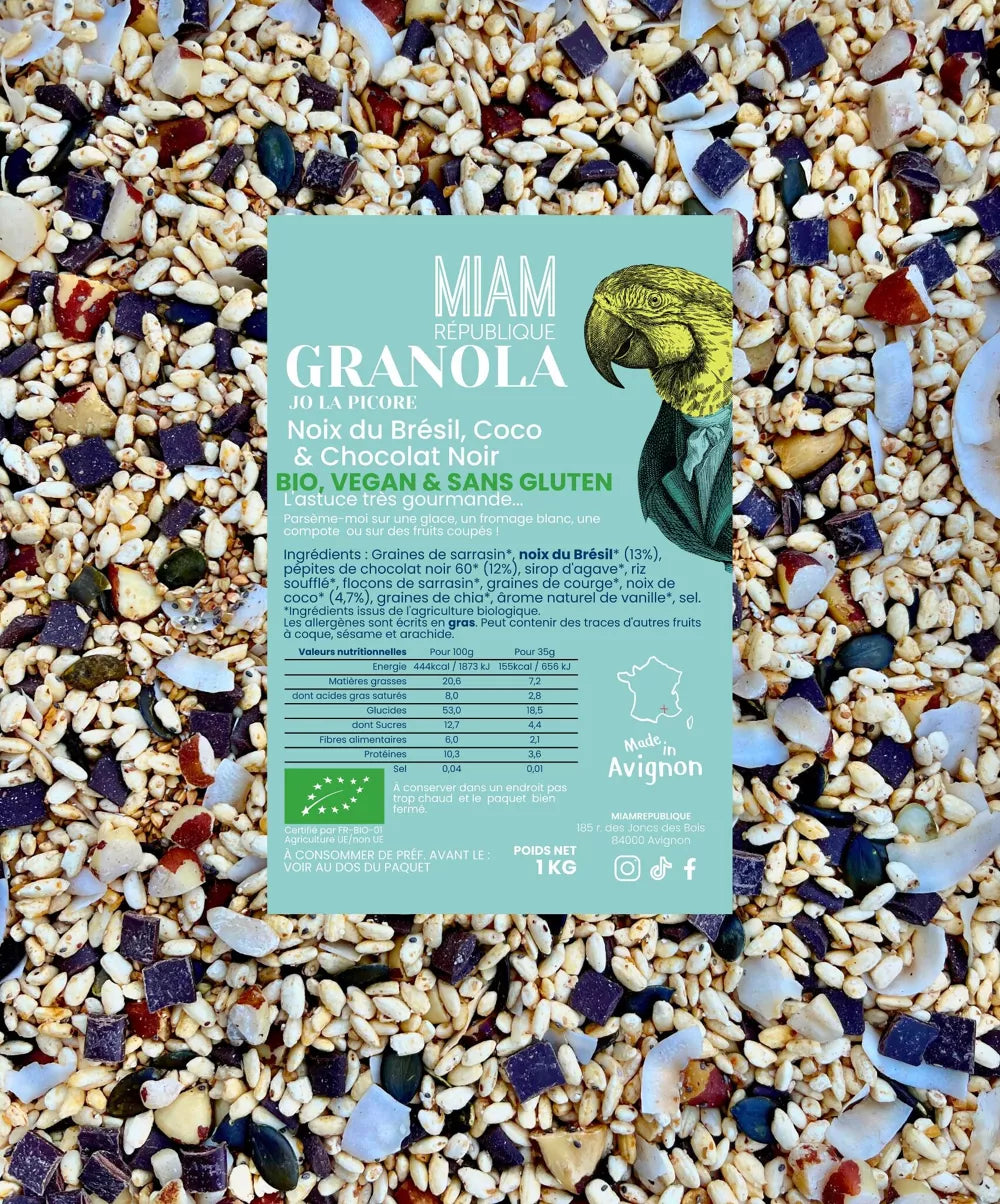 Granola Noix du Brésil, Chocolat noir & Noix de coco - 330g - muesli crunchy