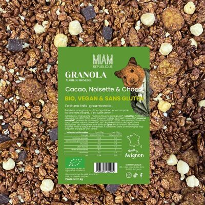 Muesli Chocolat - Cacao, Noisettes & Pépites de Chocolat 300g muesli crunchy