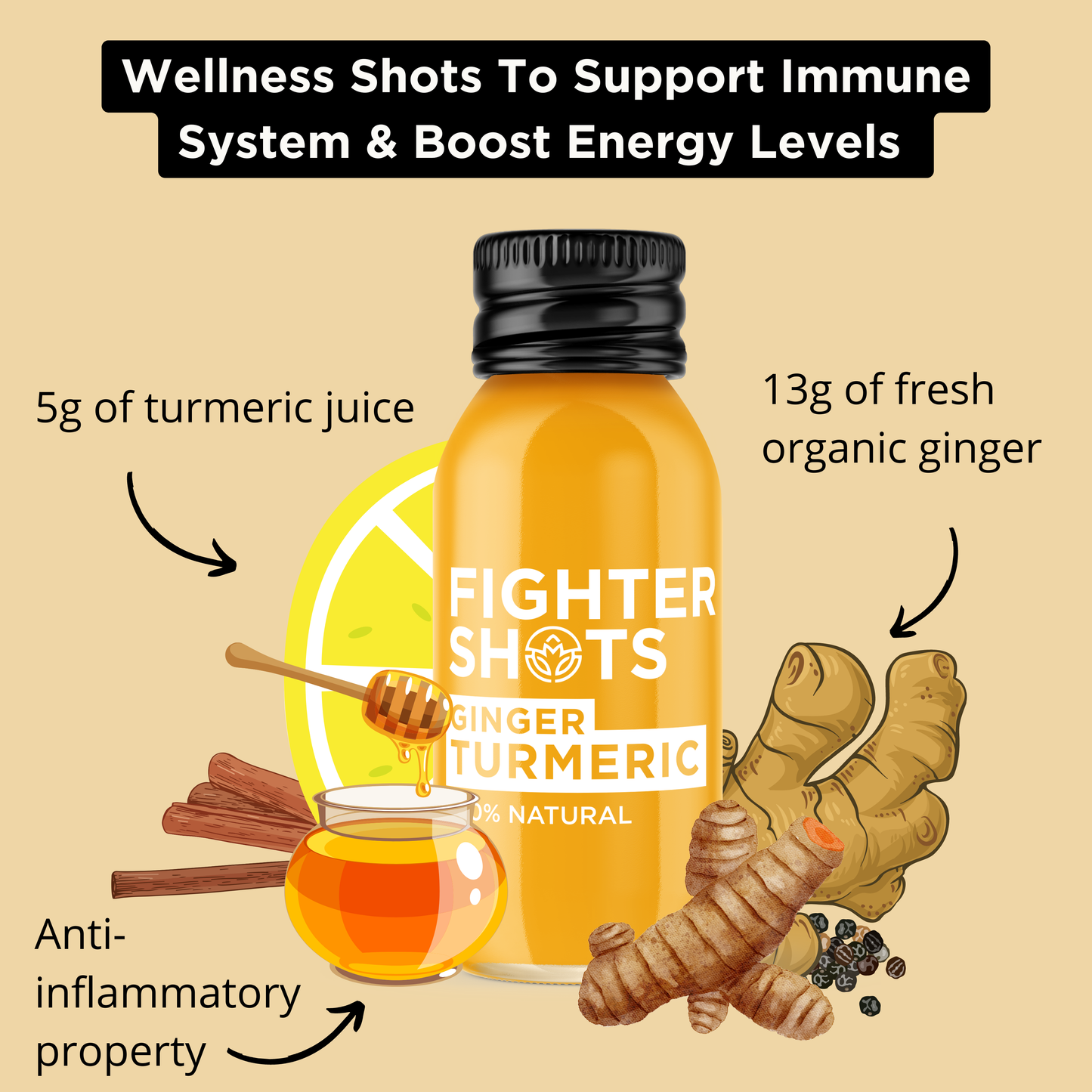 Fighter Shots Gingembre + CURCUMA 60 ml