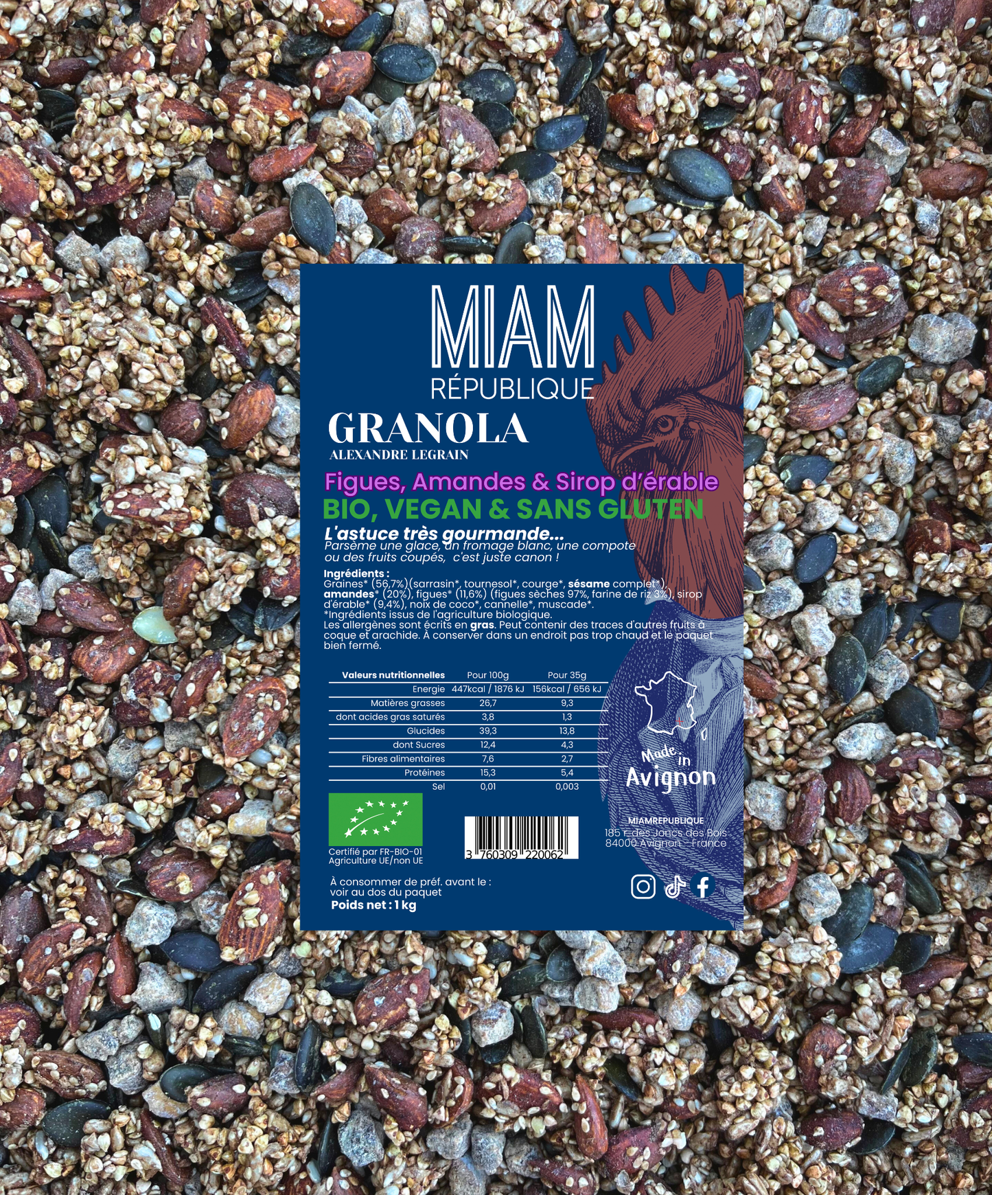 GRANOLA BIO FIGUES, AMANDES & GRAINES 350g - MUESLI CRUNCHY